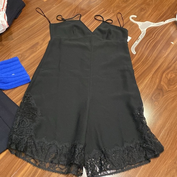 MAJE / Isadora Crepe lace play suit Romper V-Neck black 3 L - Picture 4 of 6